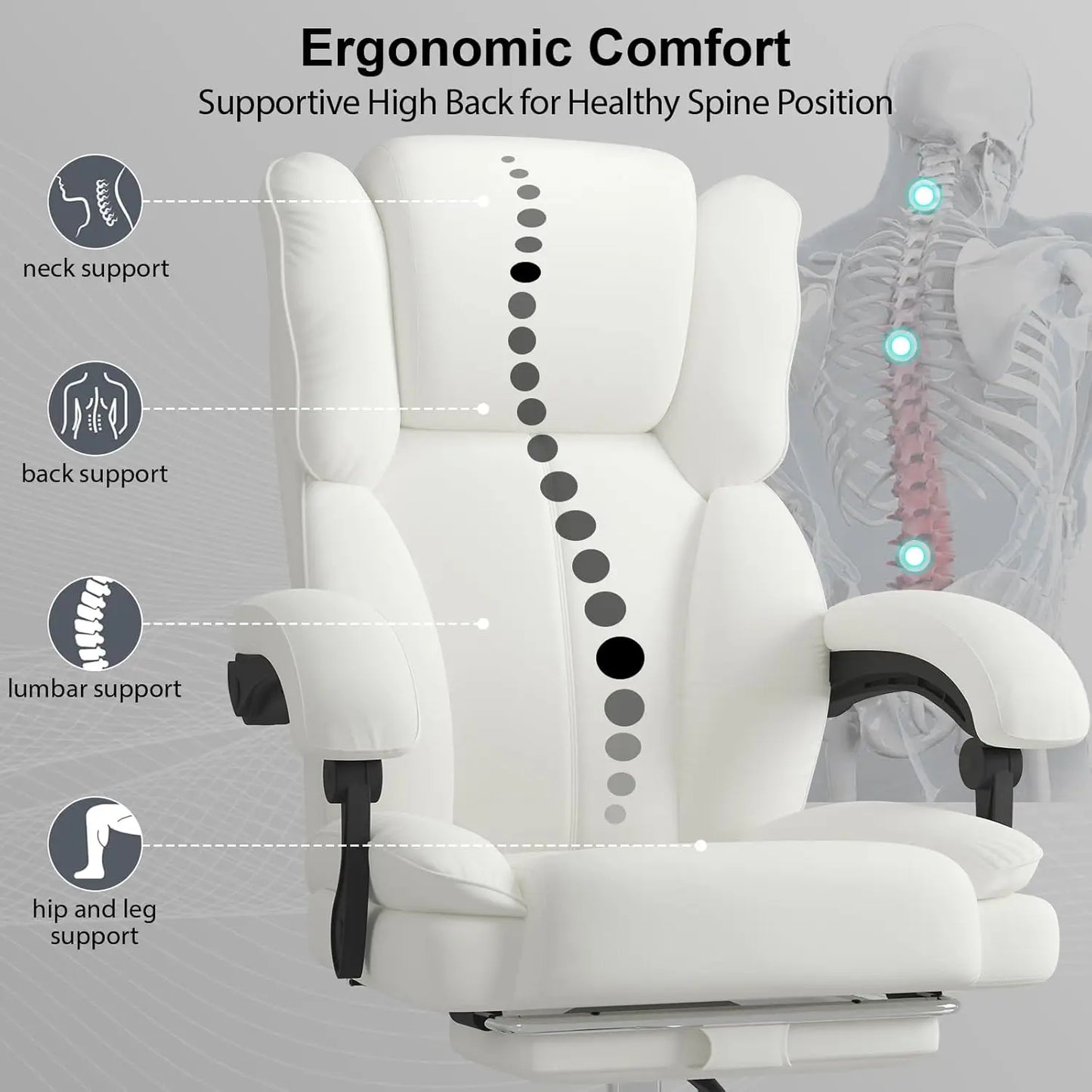 Big And Tall Leather Office Chair With Footrest And Headrest