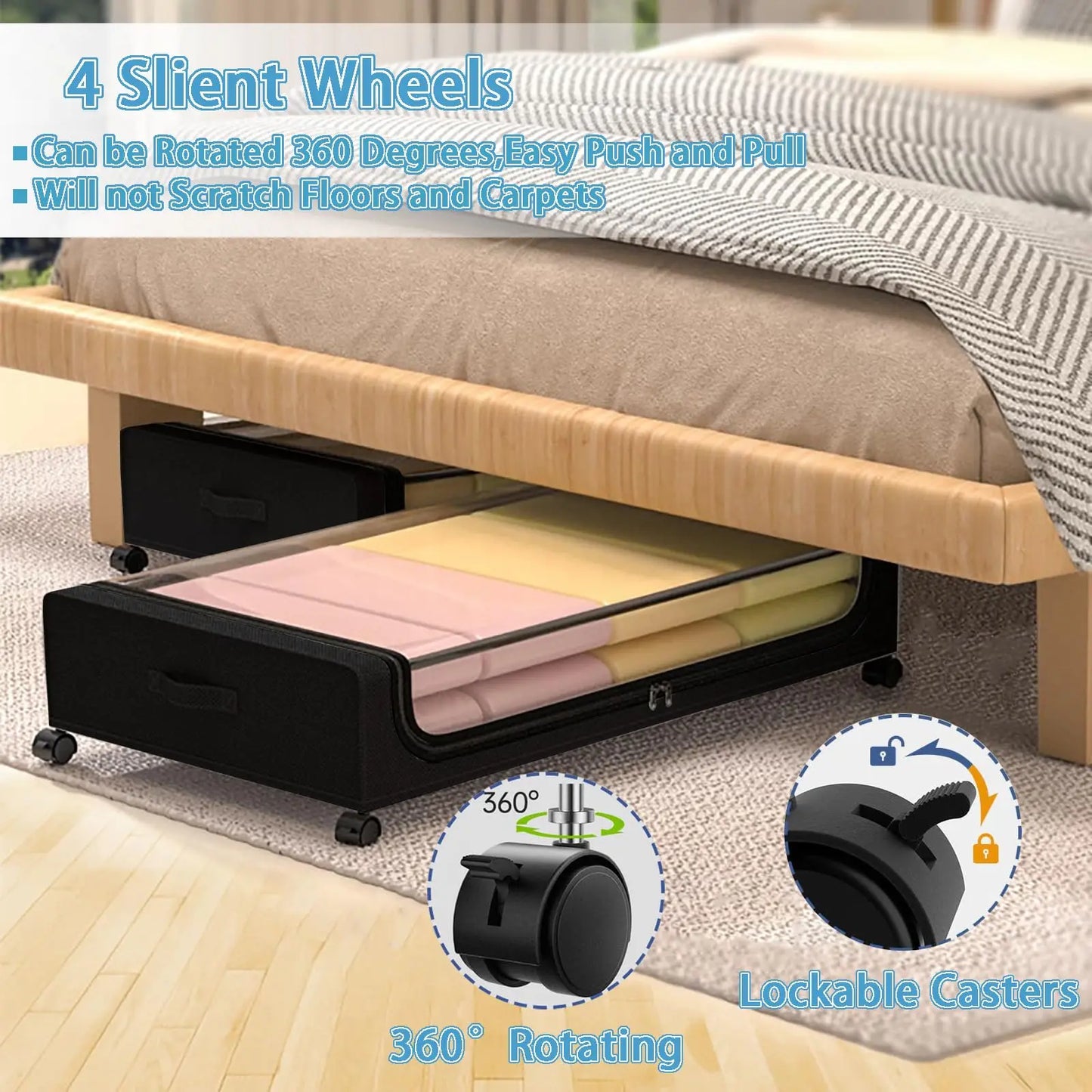 Under Bed Storage Bins With Wheels 2-Pack