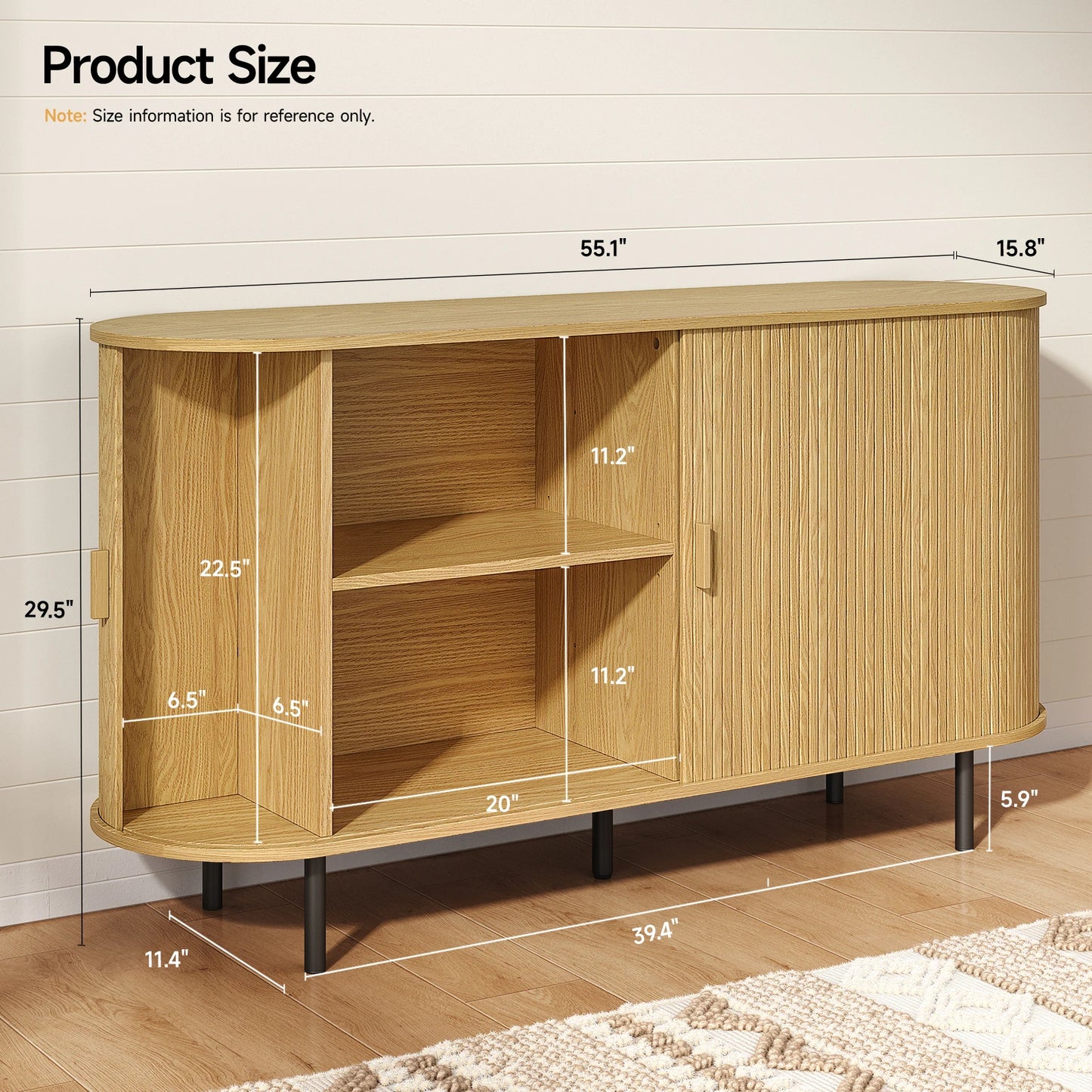 ONBRILL Sideboard Buffet Cabinet With Sliding Door And Adjustable Shelf Storage Unit