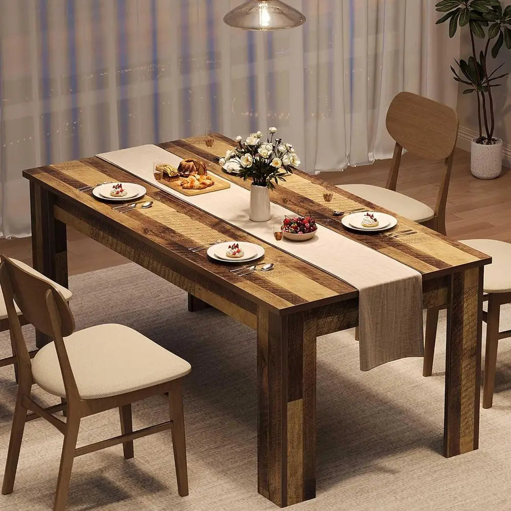 Farmhouse Style Rectangular Dining Table For Small Spaces