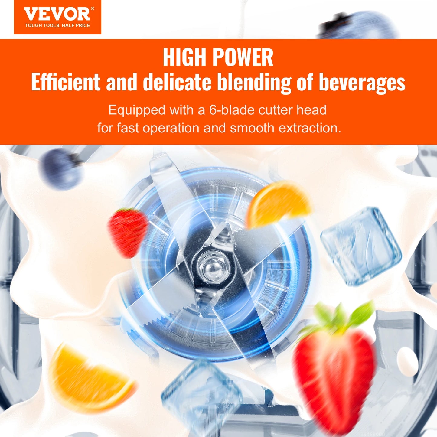 VEVOR Smoothie Blender Professional Countertop Mixer for Home Kitchen