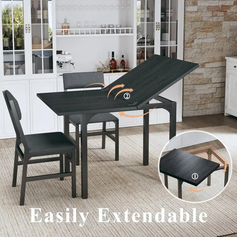 Extendable Dining Set For Four With Cushioned Chairs
