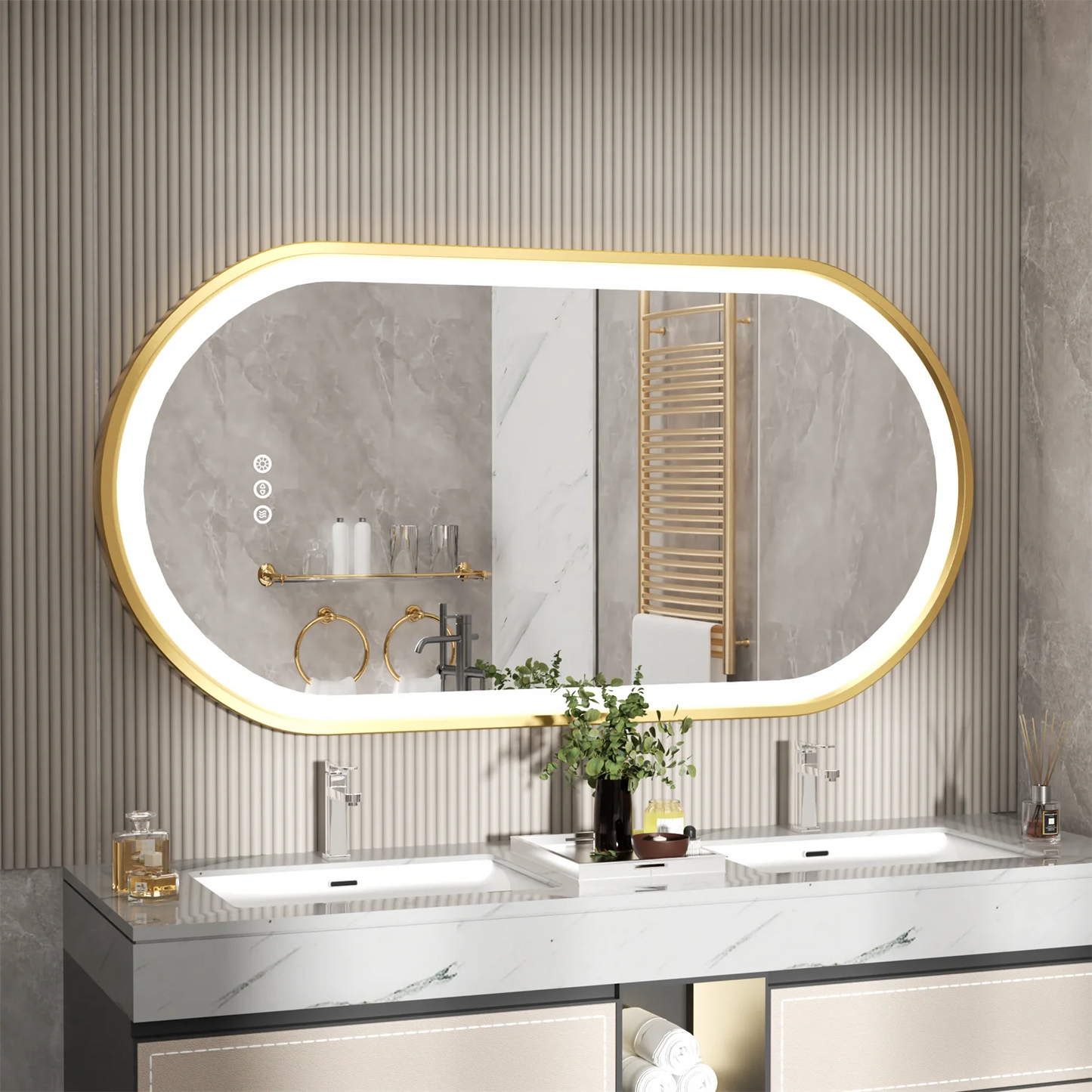 Oval LED Lighted Anti Fog Smart Vanity Mirror With Dimmable Illumination