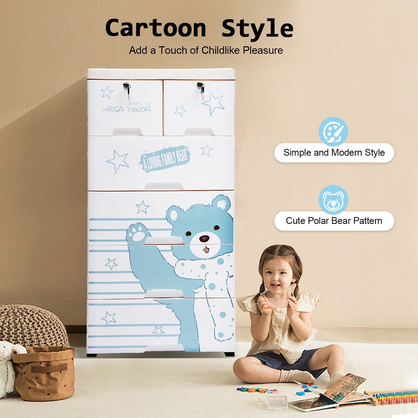 Storage Cabinet With Six Drawers Plastic Dresser Organizer For Clothes