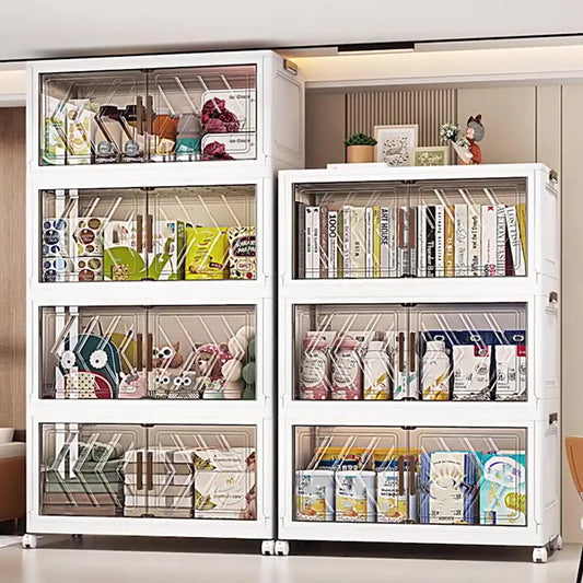 Shunmaii 4 Tier Folding Storage Box With Doors And Wheels