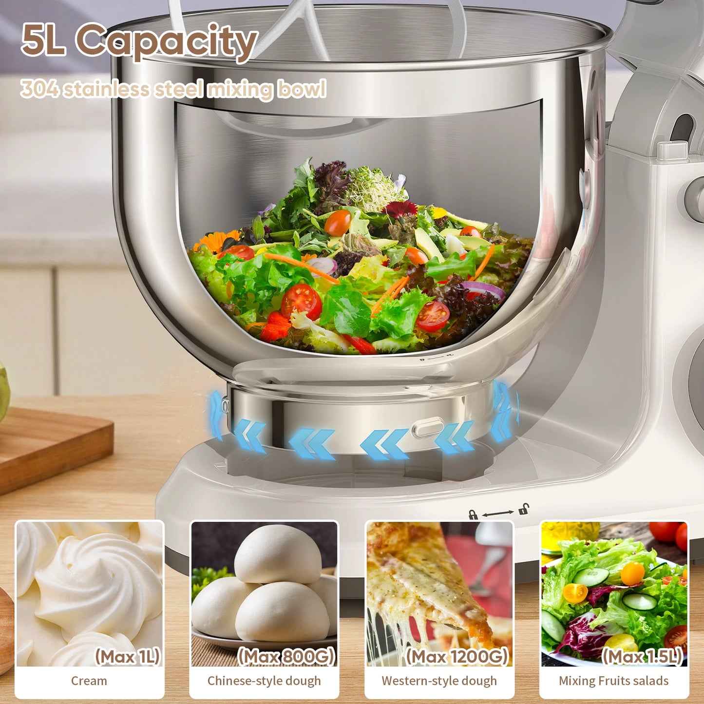 Biolomix 1200W Stand Mixer 11 Speed DC Motor Digital OLED