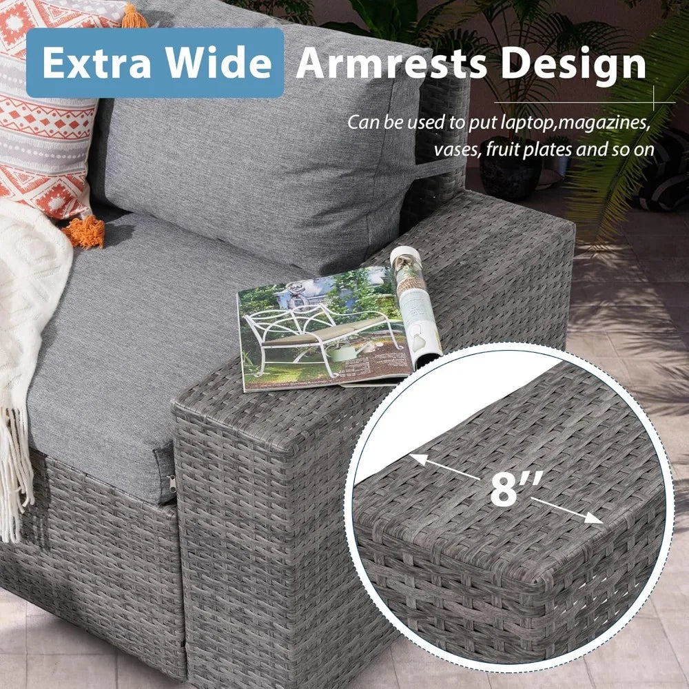 Rattan Outdoor Patio Sofa Set With Coffee Table PE Wicker