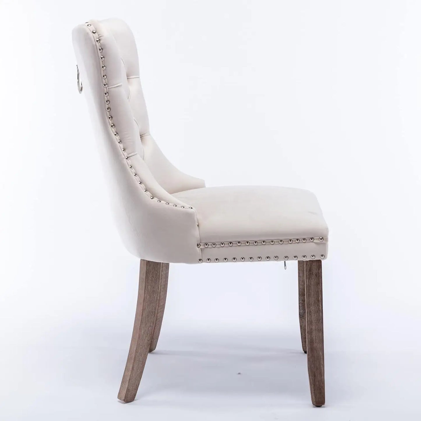 Elegant Velvet Tufted High Back Dining Chair With Wood Legs