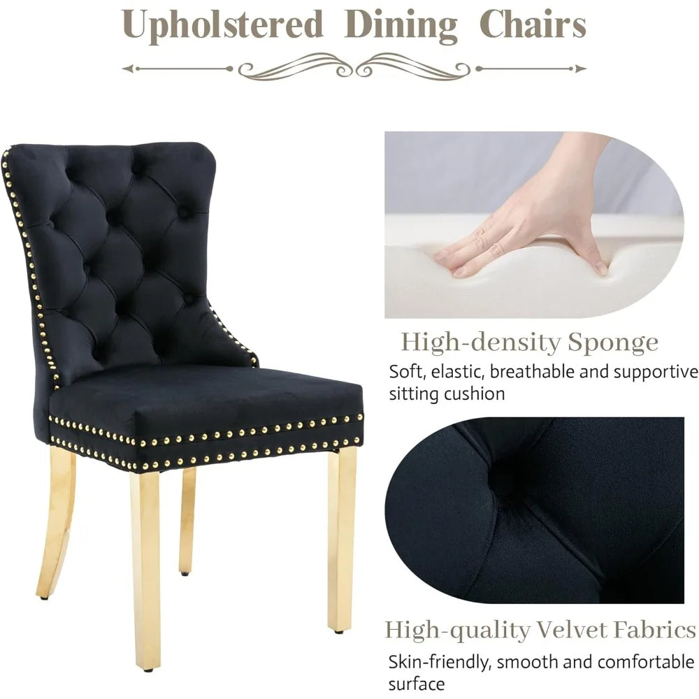MOYU Velvet Tufted Dining Chairs Set Of 4 With Nailhead