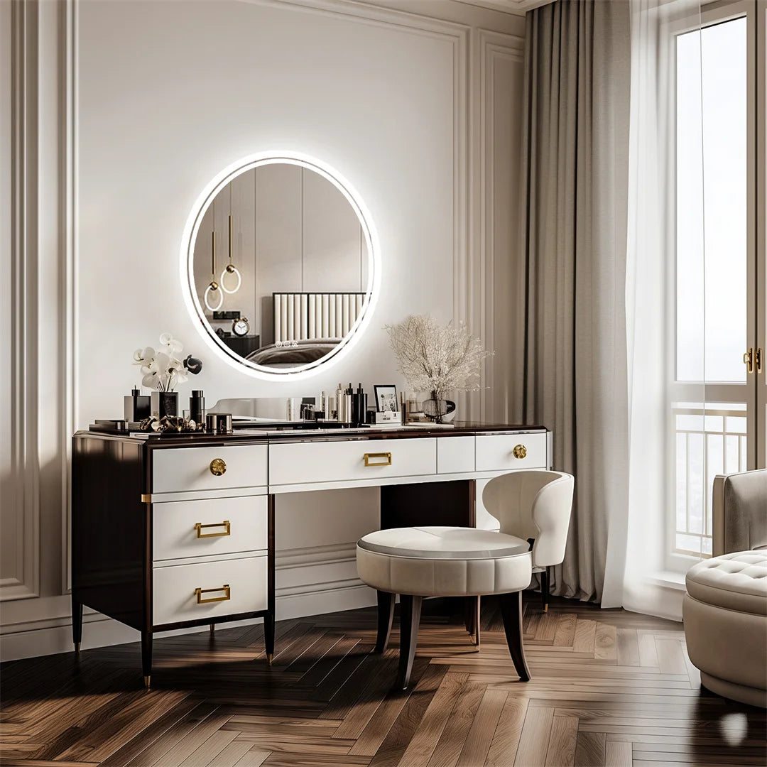 LUVODICRI Big Round LED Bathroom Mirror With Touch Sensor