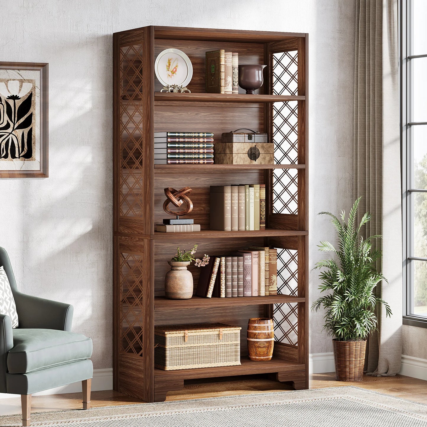 Tribesigns 5 Tier Bookcase Industrial Floor Standing Bookshelf