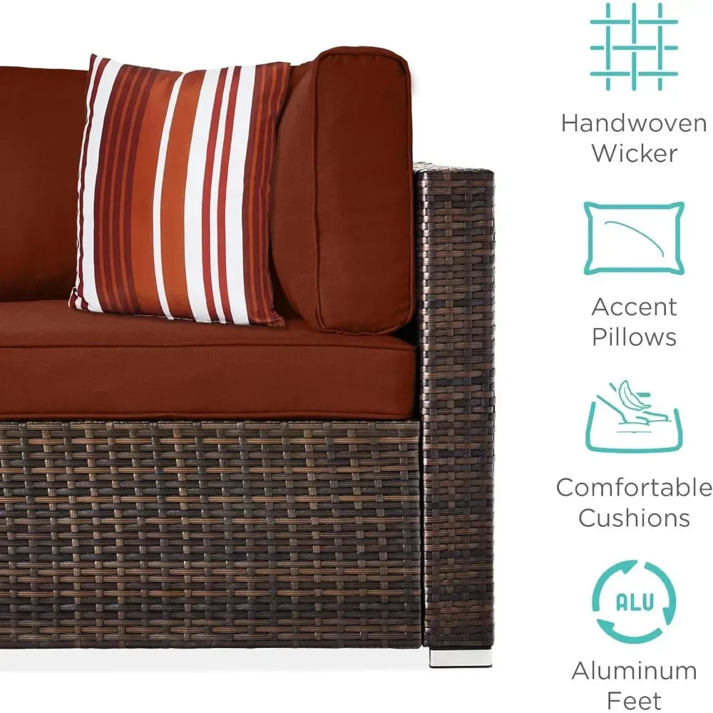 Outdoor Modular Sectional Wicker Patio Set With Coffee Table