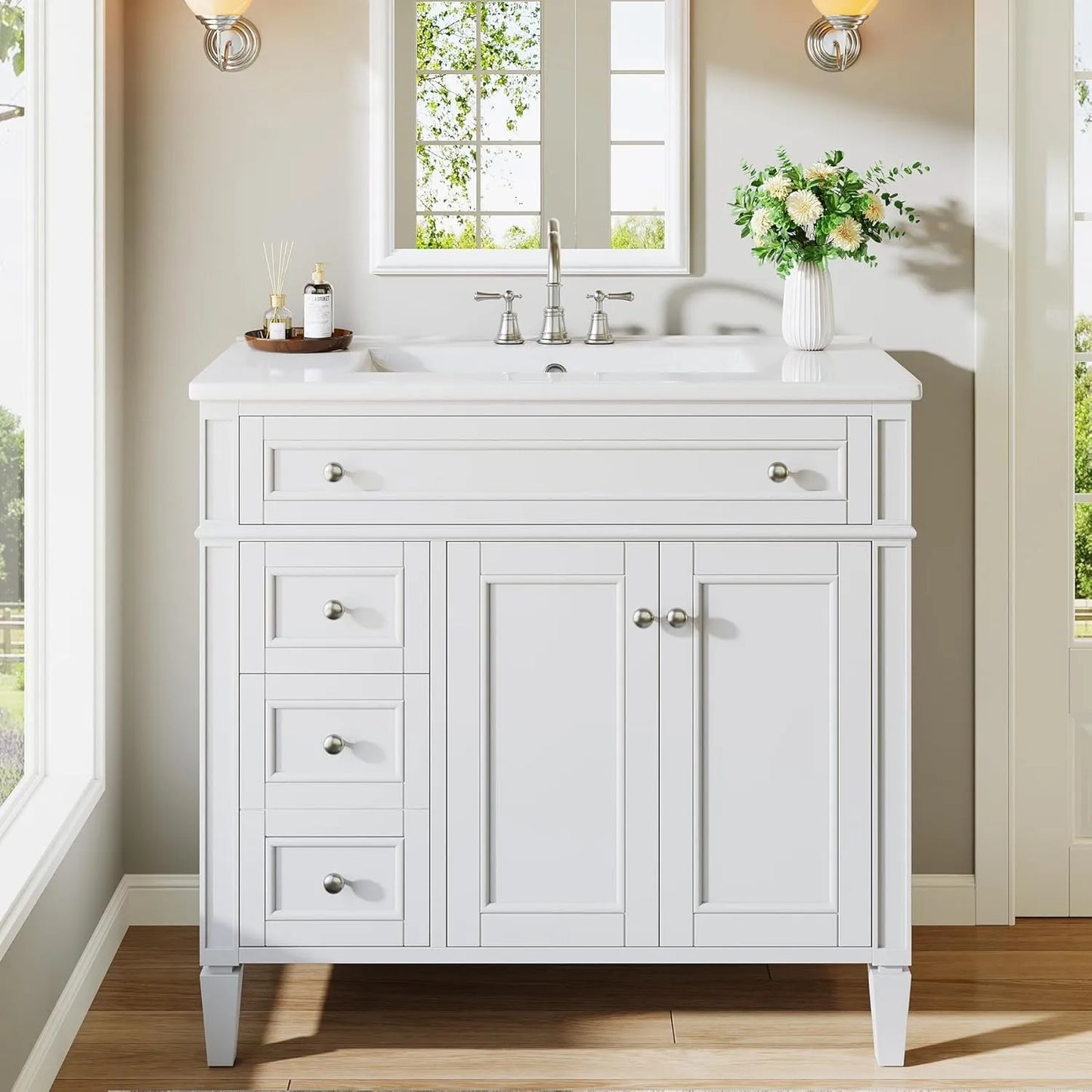 Bathroom Vanity With Sink Cabinet And 4 Drawers 2 Doors