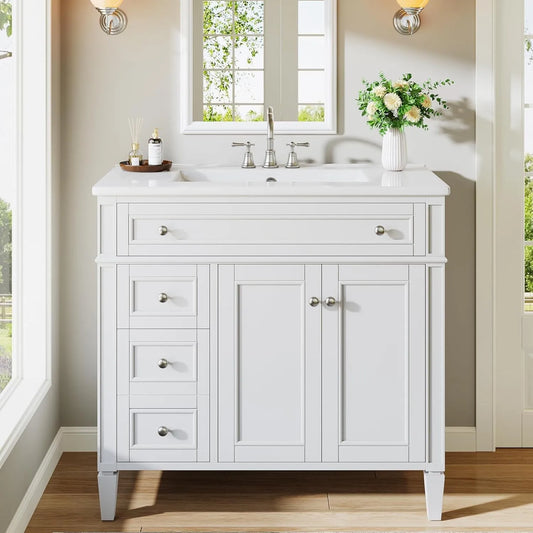 Bathroom Vanity With Sink Cabinet And 4 Drawers 2 Doors
