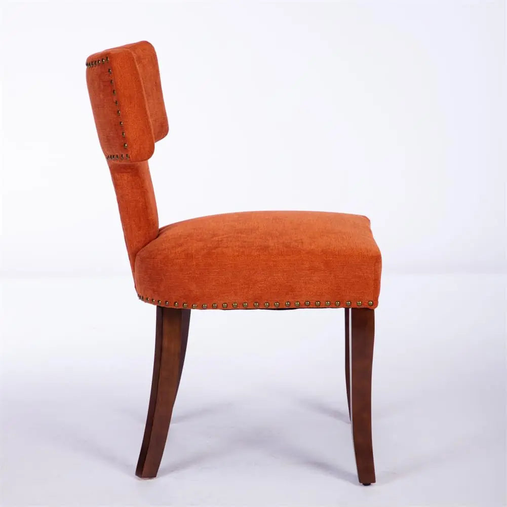 Upholstered Dining Chairs Set of 2 With Nailhead Trim and Wood Legs