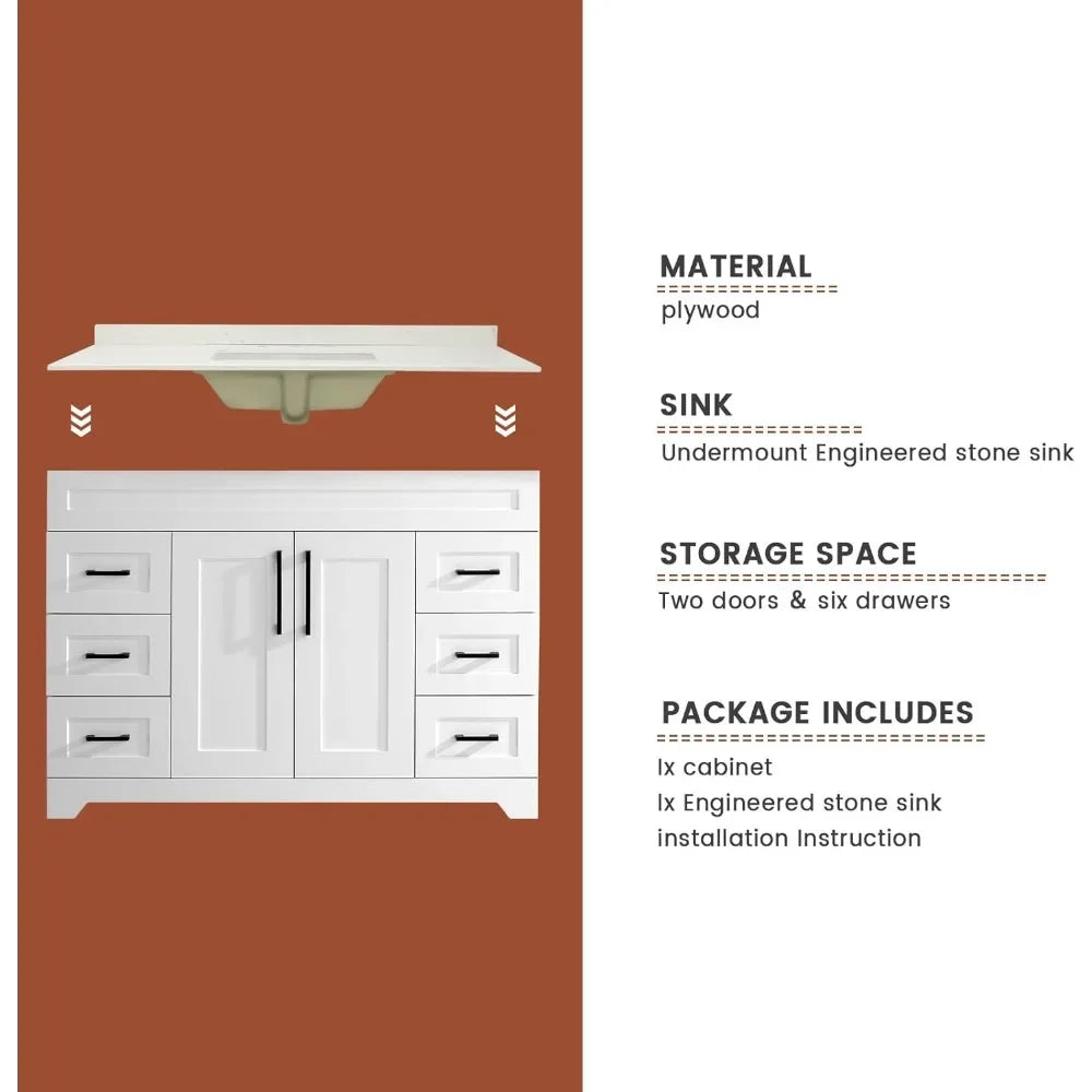 XMSJ Luxurious Bathroom Vanity With Stone Countertop And Sink