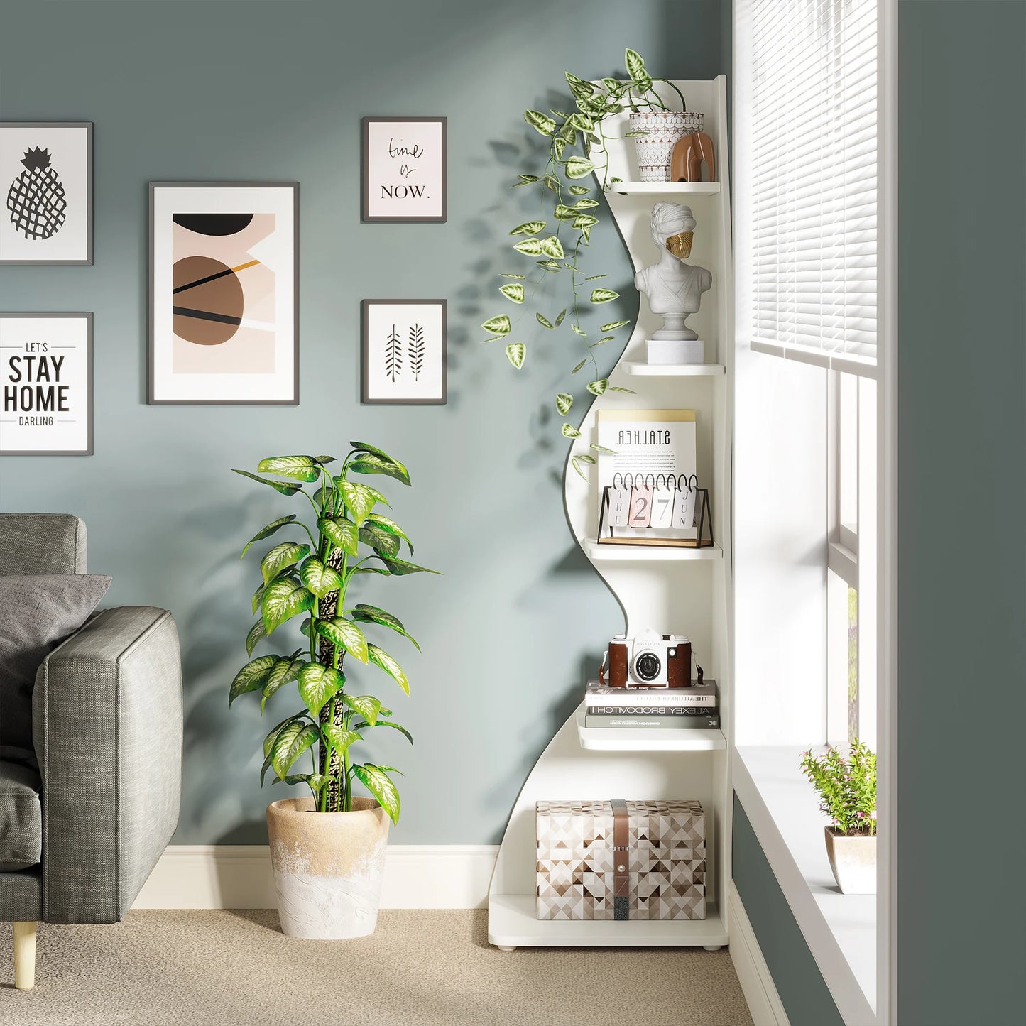 Tribesigns 5-Tier Corner Shelf Wall Bookshelf