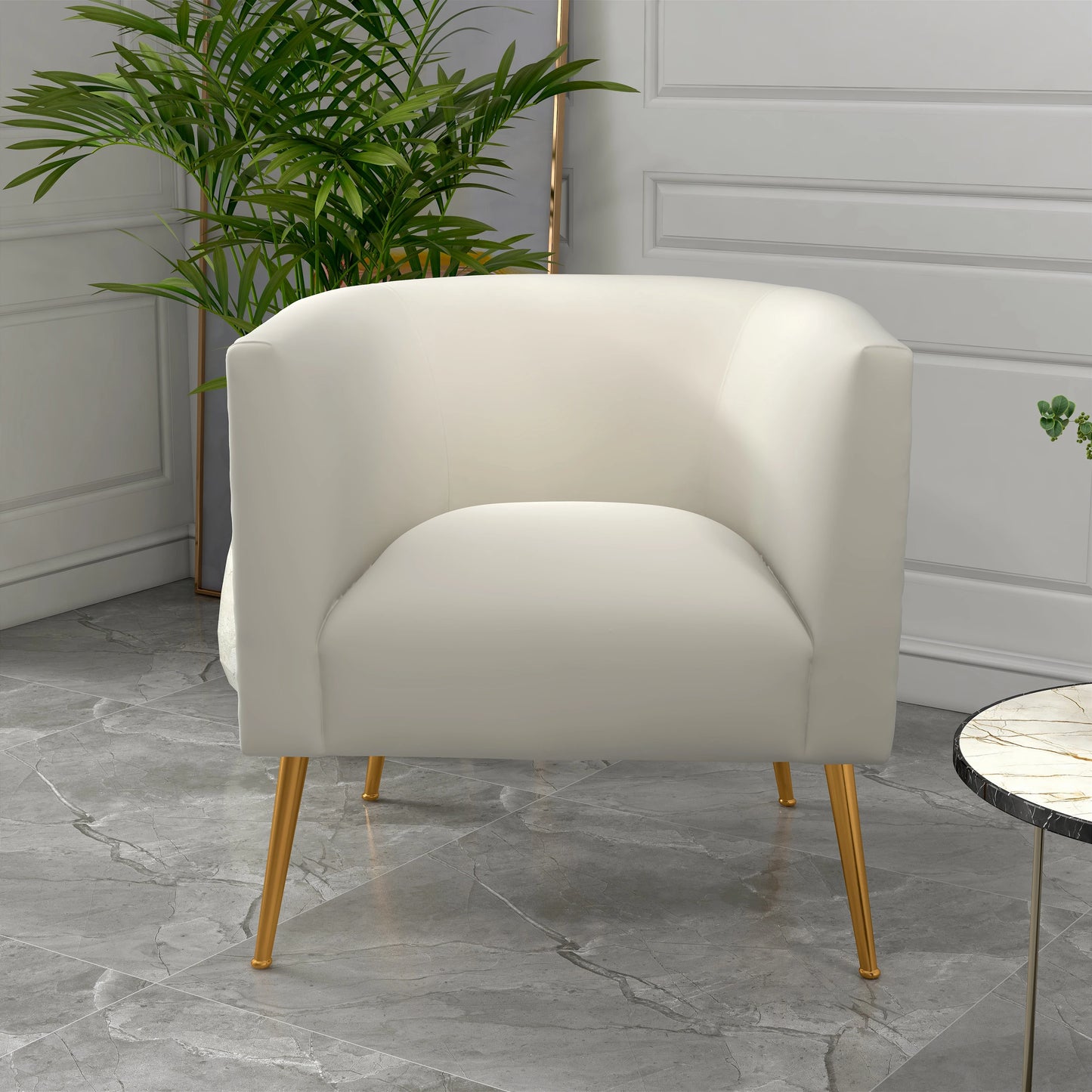 Modern Velvet Round Accent Chairs Set for Living Room