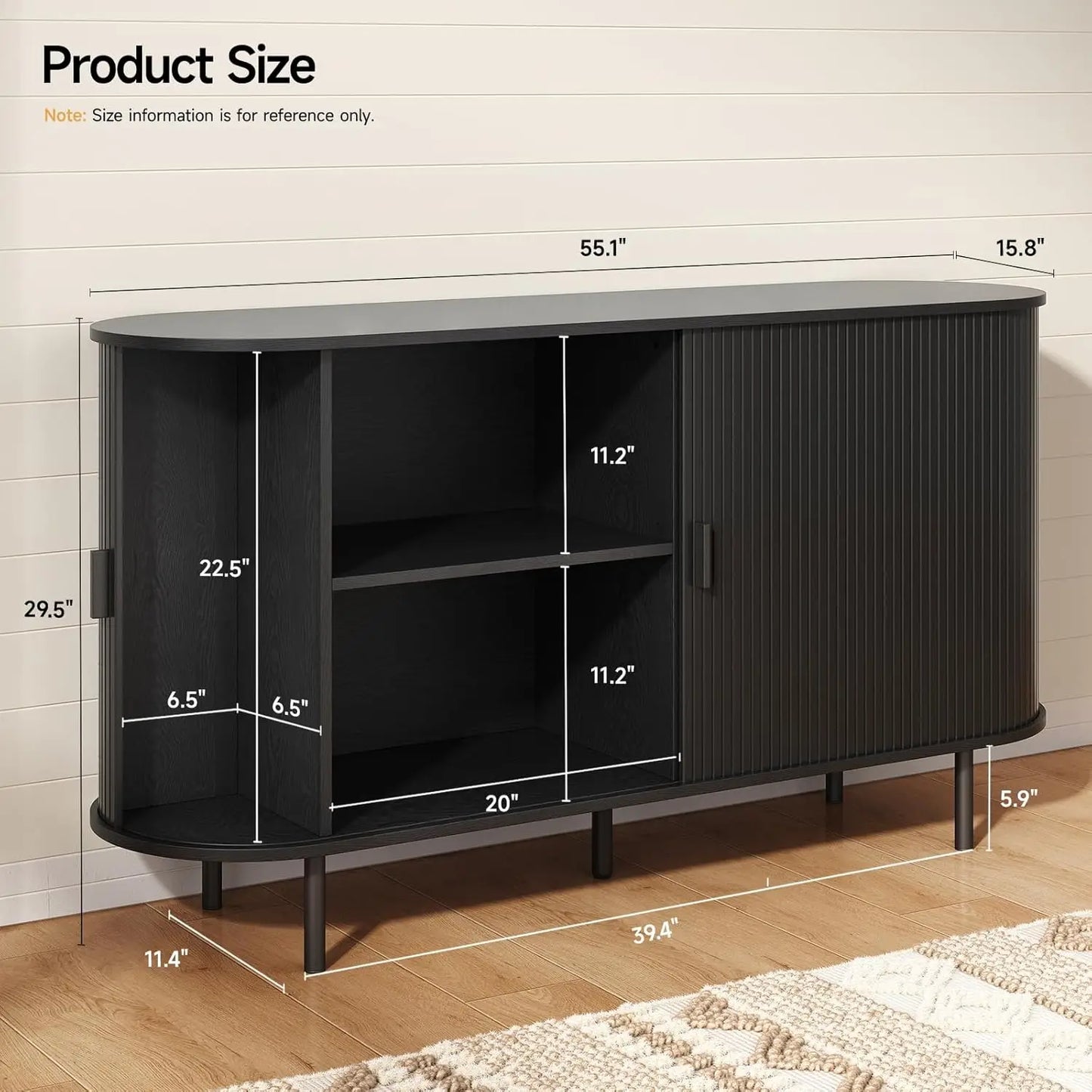 ONBRILL Sideboard Buffet Cabinet With Sliding Door And Adjustable Shelf Storage Unit