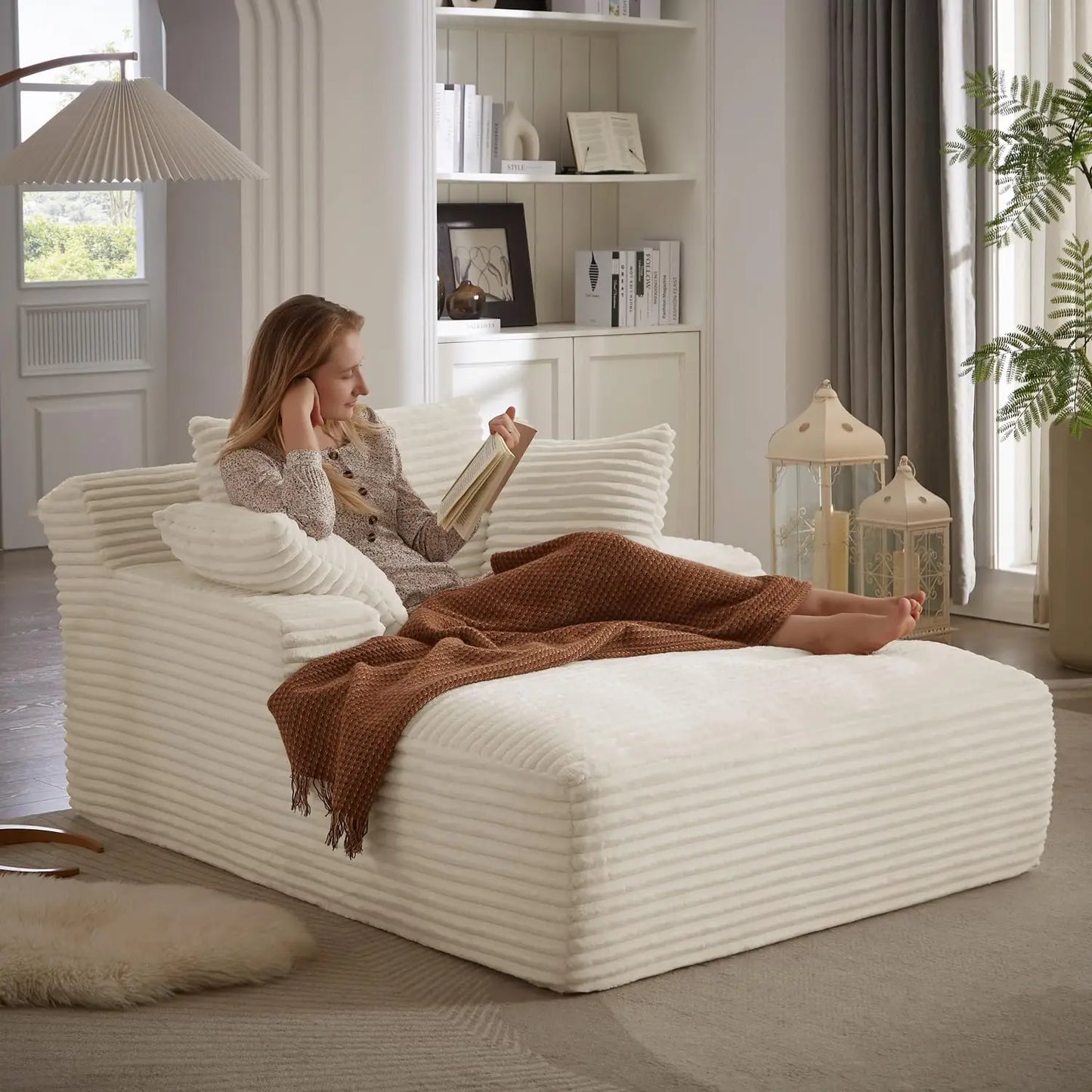 Corduroy Upholstered Indoor Chaise Lounge Sofa Bed