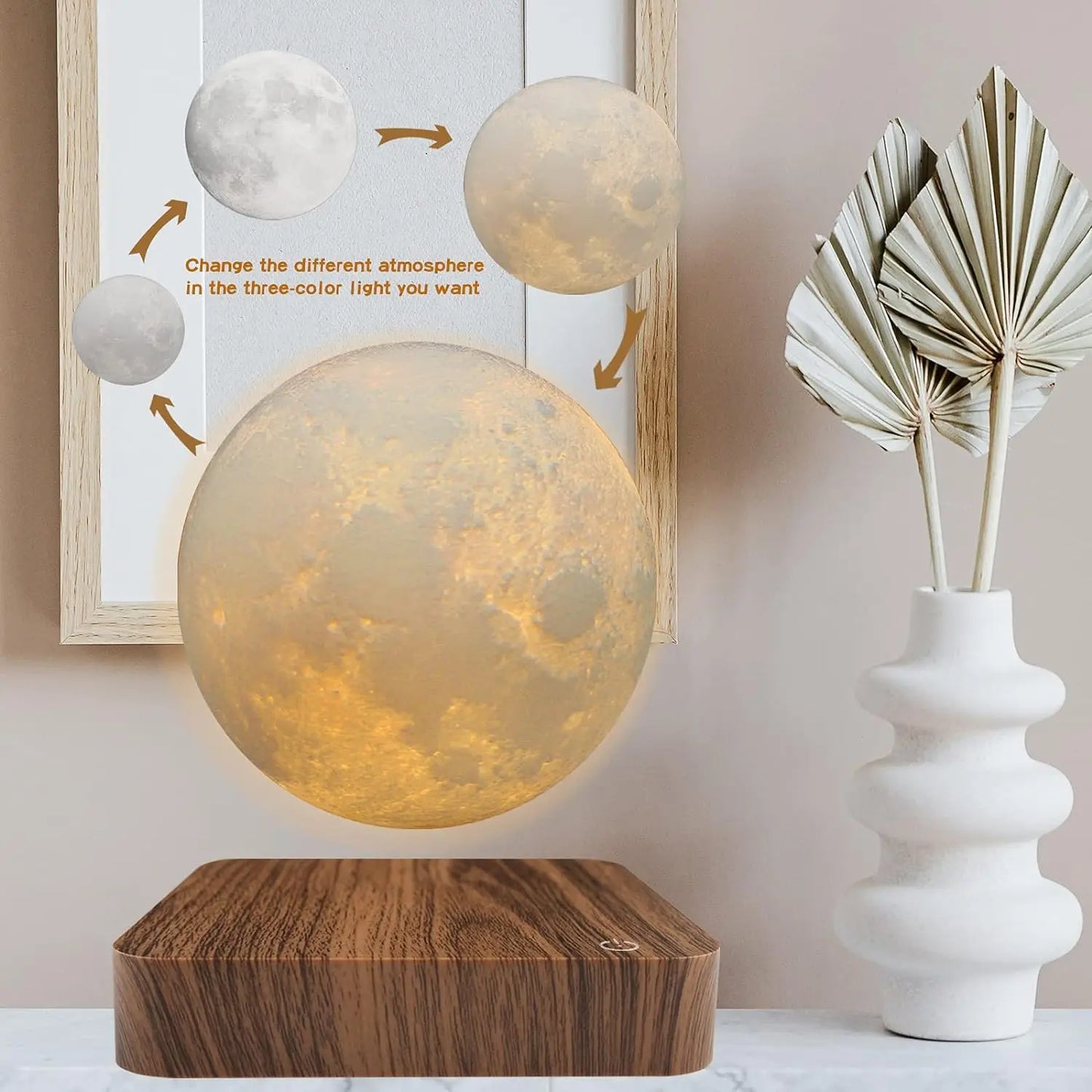 Mexllex Moon Lamp Magnetic Floating Night Light With Wooden Base