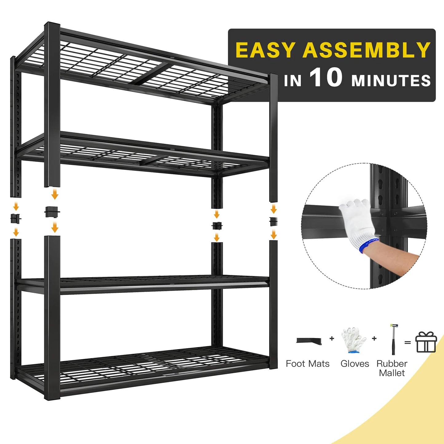 Sturdy 4-Shelf Garage Storage Unit Supports Up To 2240 Pounds