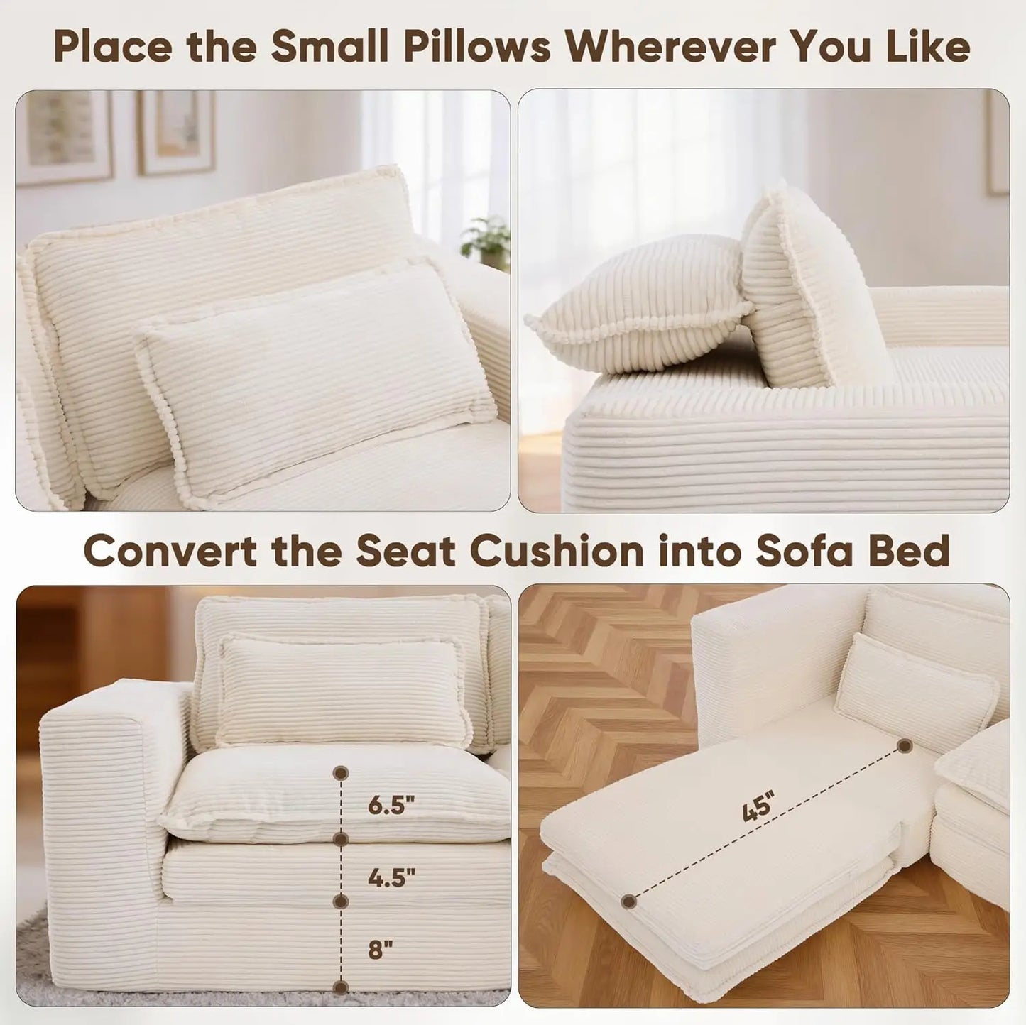 L Shape Modular Sectional Sofasystem With Ottoman ThreeLayer Convertible Pullout