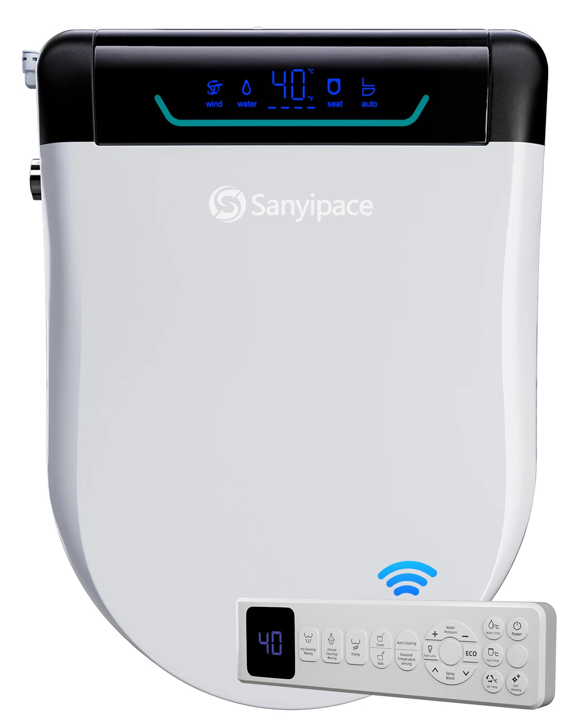 Sanyipace Elongated Smart Toilet Seat With Air Dryer Night Light
