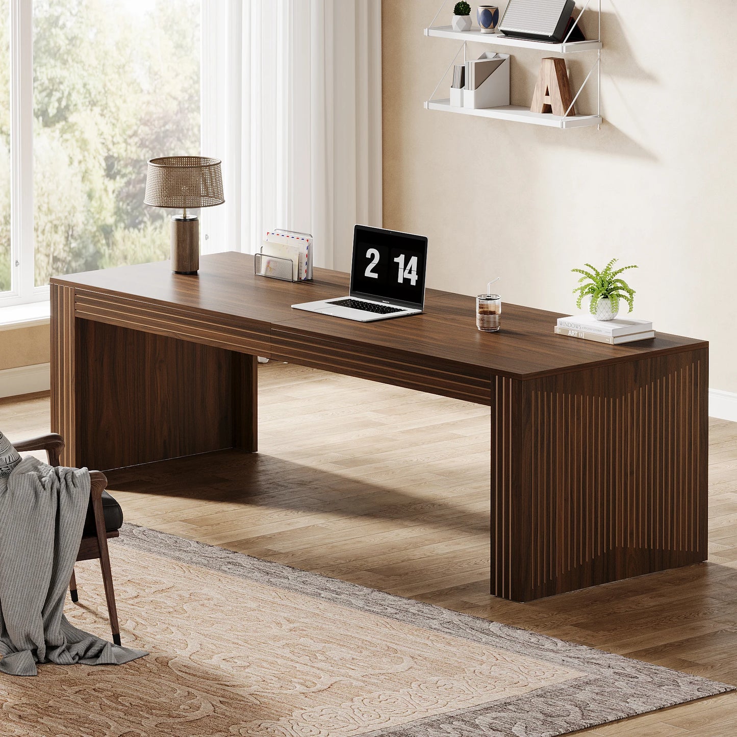 Tribesigns Two Person Wooden Desk For Home Office Computer