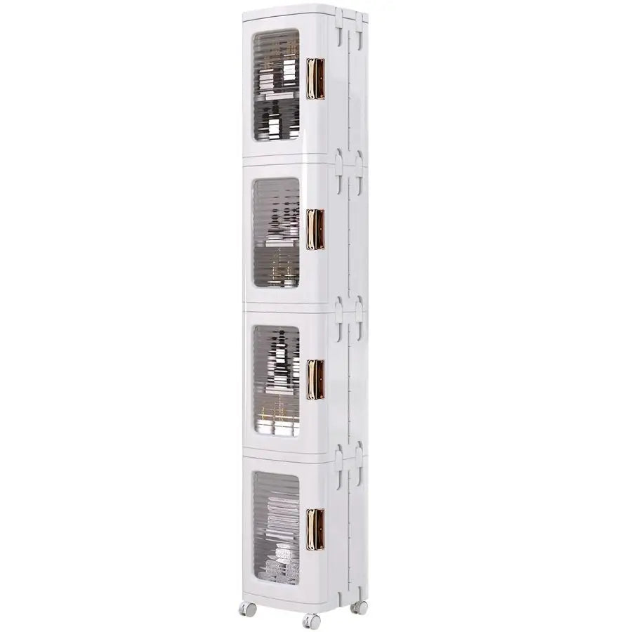 Tall Narrow Storage Cabinet on Wheels with Adjustable Shelves