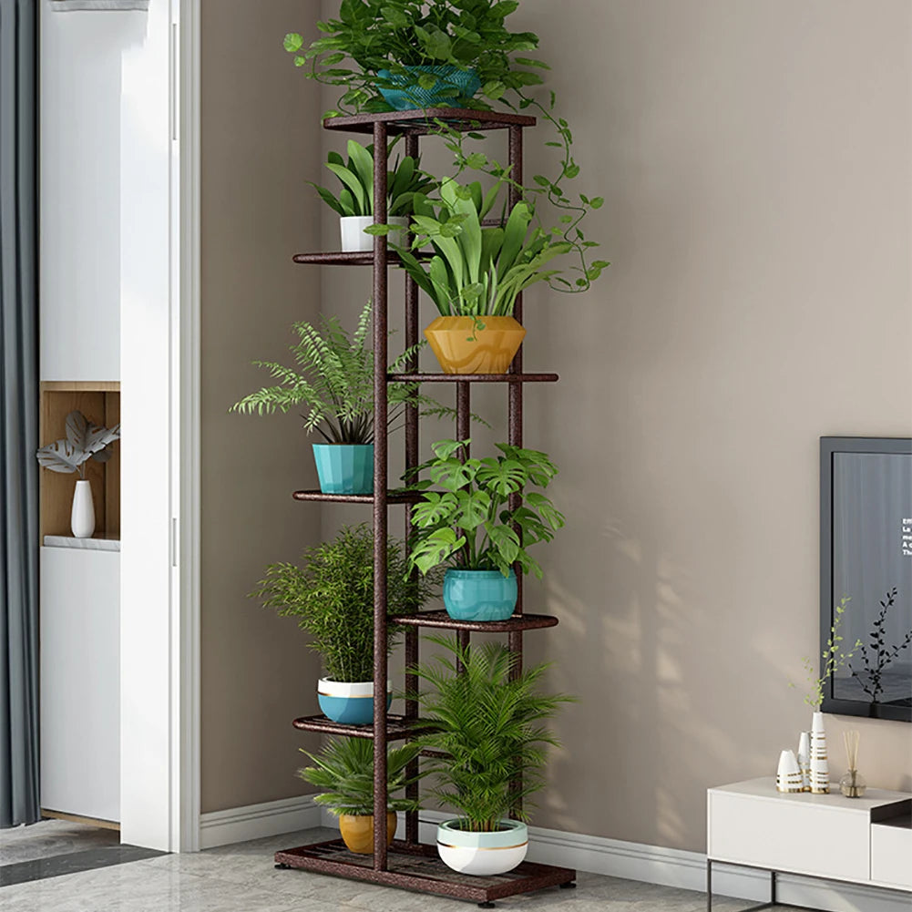 HiMISS 7 Tier Plant Stand Indoor Outdoor Metal Flower Shelf