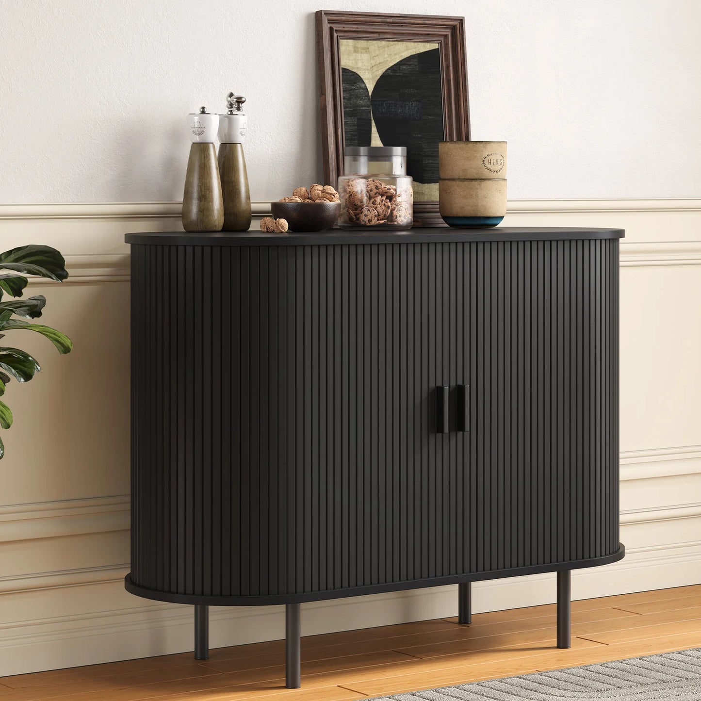 ONBRILL Sideboard Buffet Cabinet With Storage Sliding Door Adjustable Shelf
