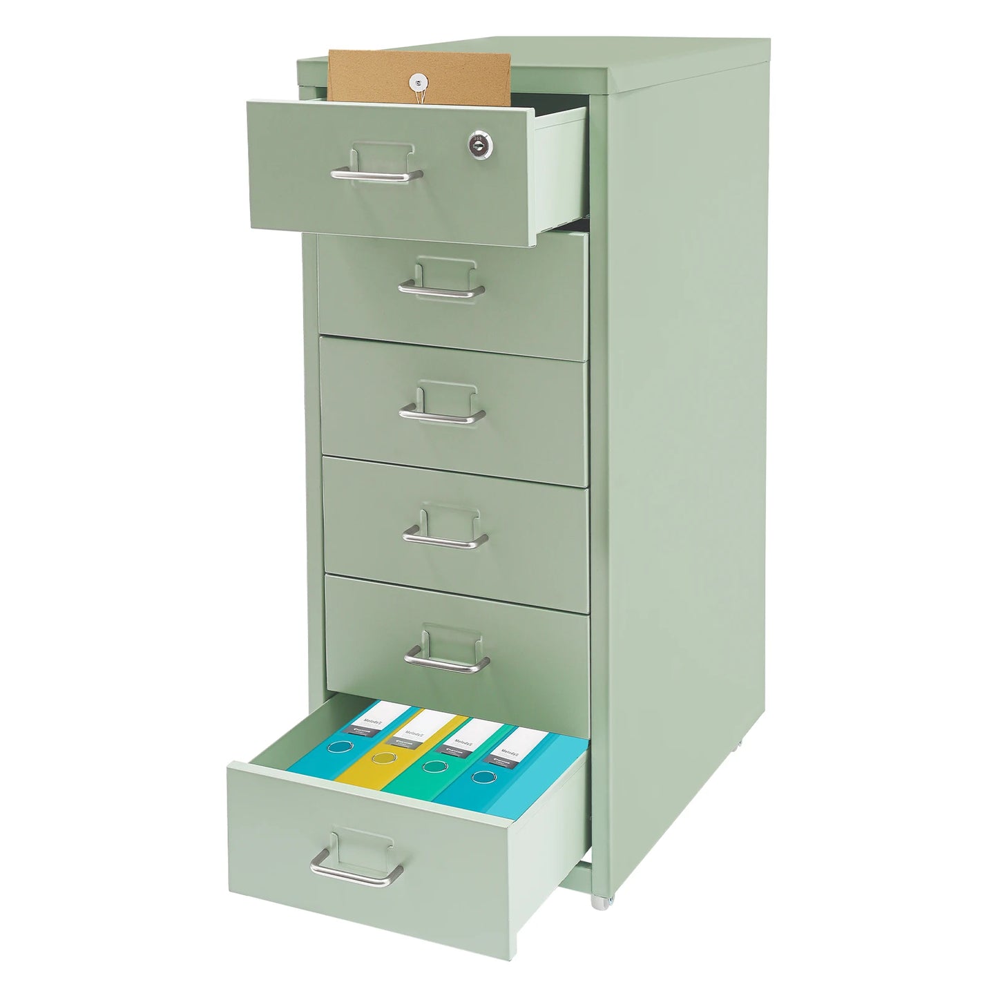 6-Drawer Lockable Rolling Metal File Cabinet With Wheels