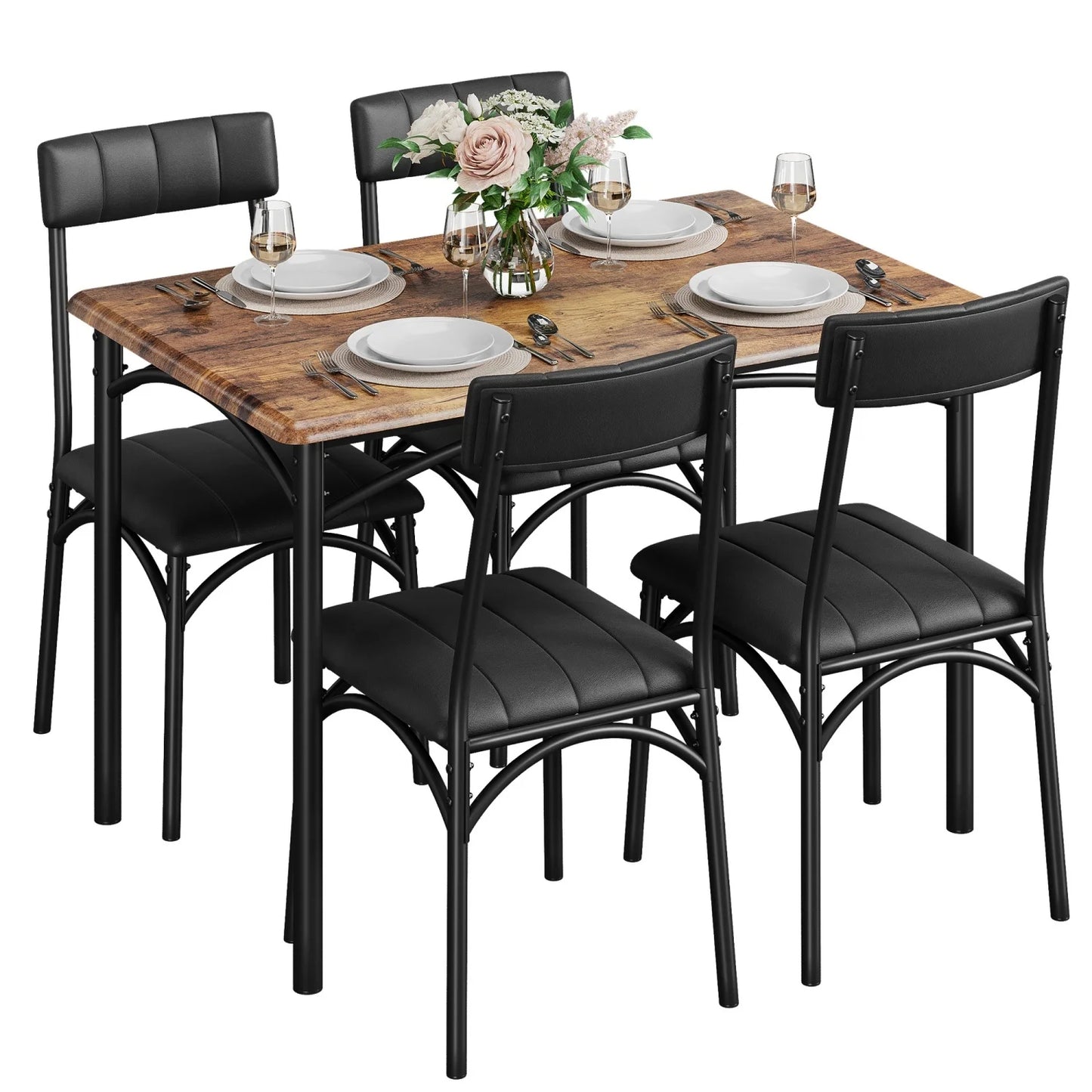 HiMISS Dining Room Set For Four With Upholstered Chairs
