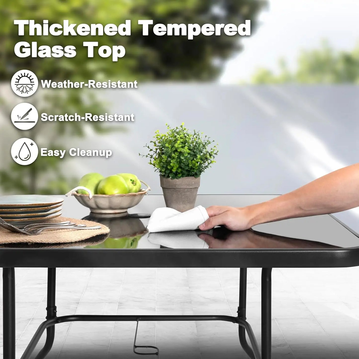 Patio Dining Set With Metal Table And Umbrella Hole