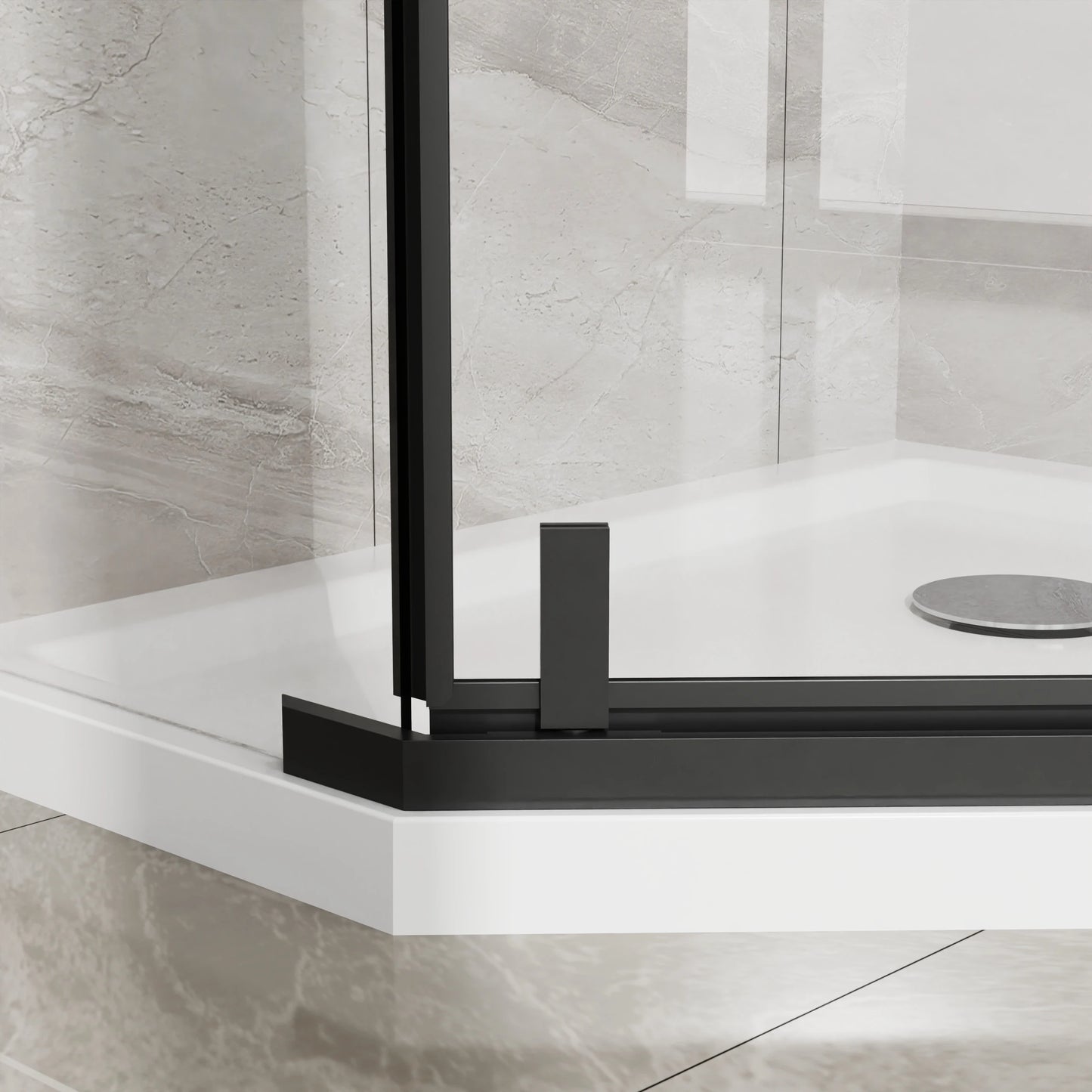 Frameless Shower Door Neo Angle Corner Enclosure Quarter Inch Clear Glass Pivot