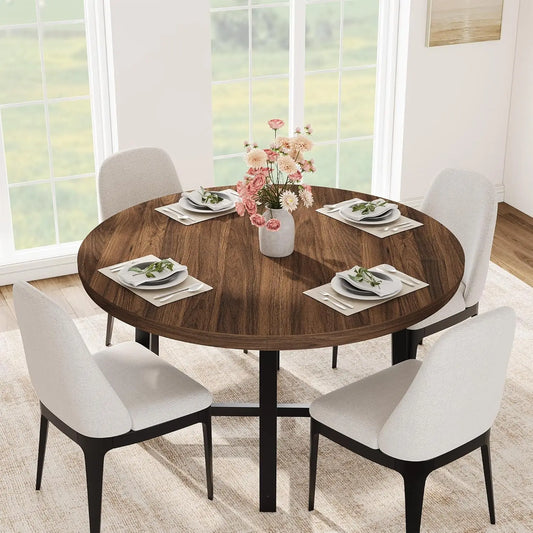 Studyset Industrial Dining Table with Rustic Wood Top and Metal Frame