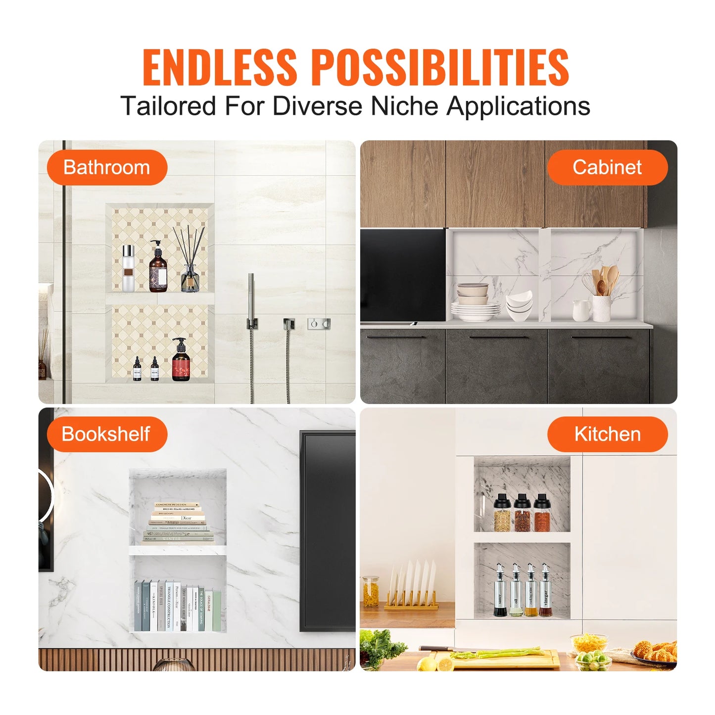 Shower Niche Organizer Shelf Dual Tier Recessed For Tile