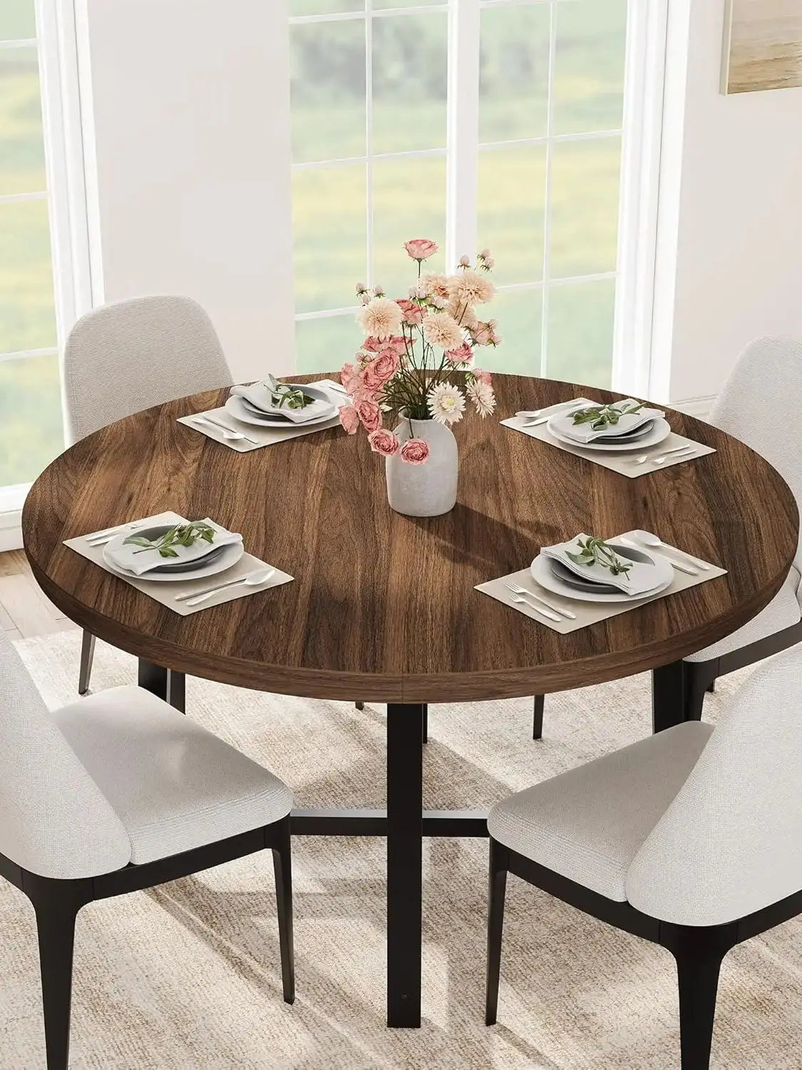 Studyset Industrial Dining Table with Rustic Wood Top and Metal Frame