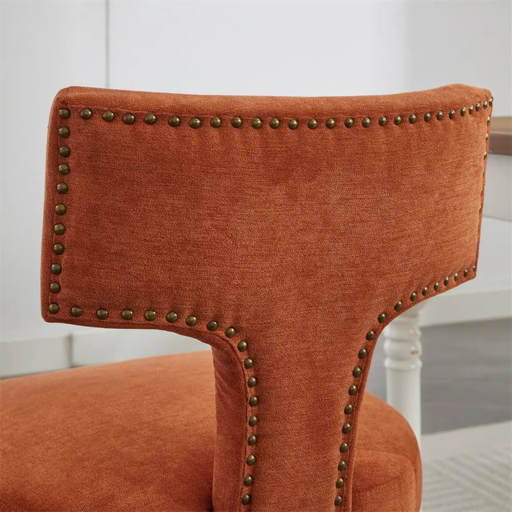 Upholstered Dining Chairs Set of 2 With Nailhead Trim and Wood Legs