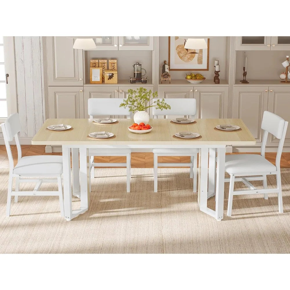 OIMG Extendable Dining Table Set For 4 6 With Chairs