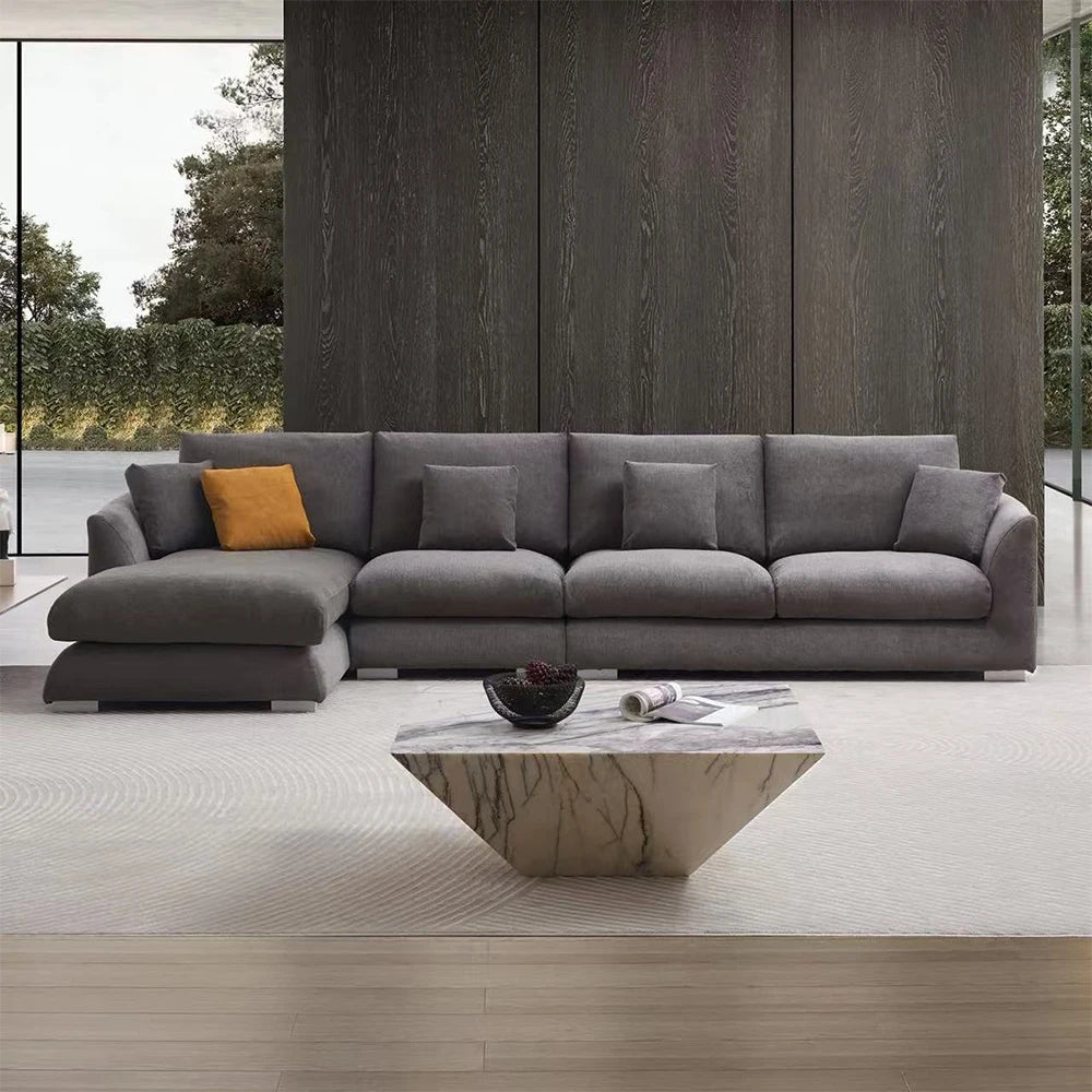 Cloud Down Filled Chaise Sofa L Shaped Recliner Living Room