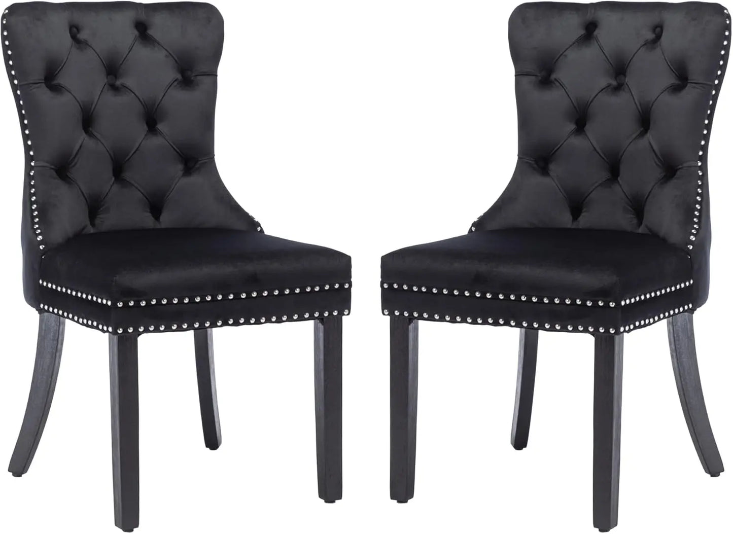 MOYU Velvet Tufted Dining Chairs Set Of 4 With Nailhead