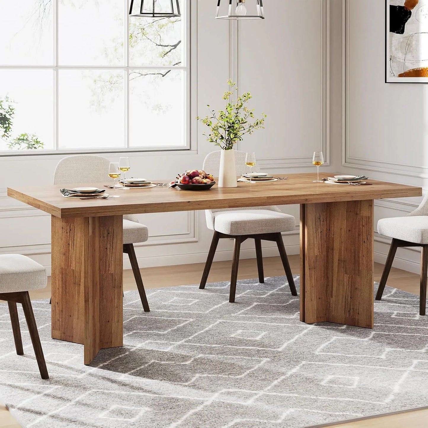 LITTLE TREE Farmhouse Dining Table for Dining Room