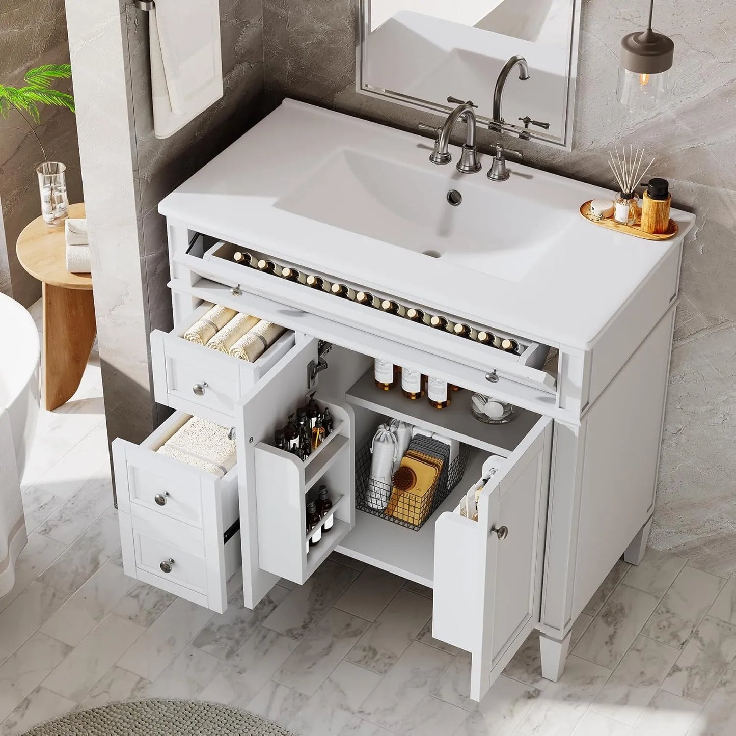 Bathroom Vanity With Sink Cabinet And 4 Drawers 2 Doors