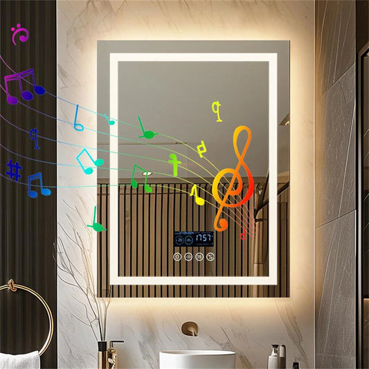 BORWART Smart LED Bathroom Mirror with Bluetooth Speaker