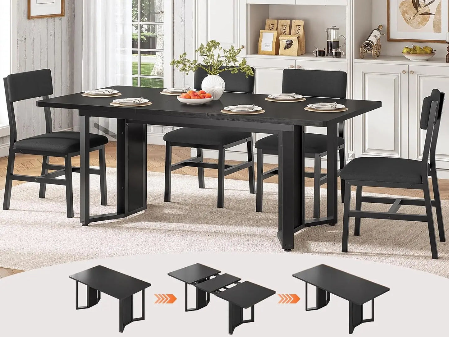 OIMG Extendable Dining Table Set For 4 6 With Chairs