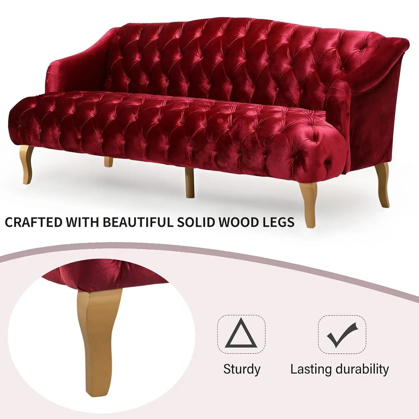 Modern Wingback Tufted Velvet Loveseat Settee Sofa