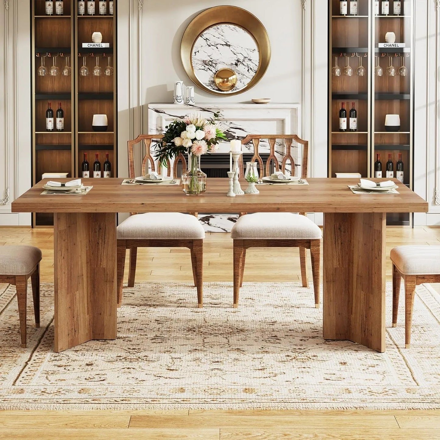 LITTLE TREE Farmhouse Dining Table for Dining Room