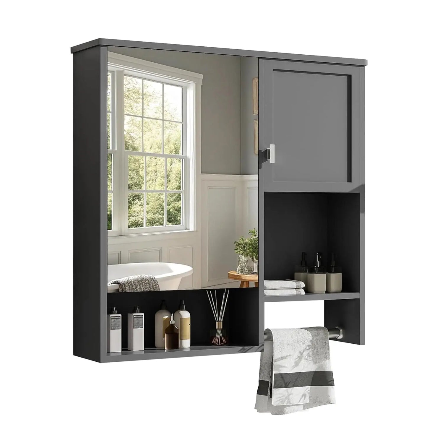 Bathroom Medicine Cabinet With Mirror And Towel Bar Wall Mount